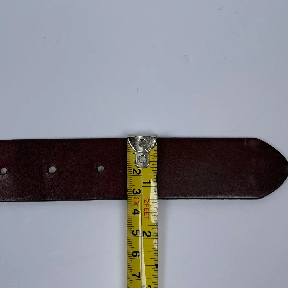Vintage Gap Leather Belt Men M Brown Solid Brass Buckle Made in USA 90s Y2K